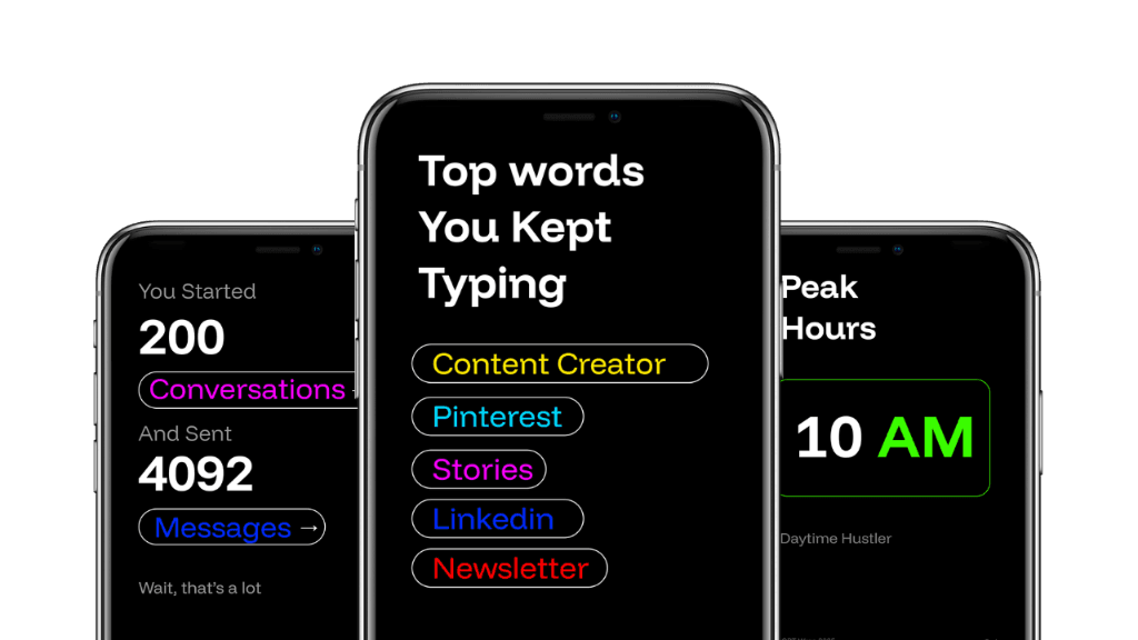 ChatGPT Wrap visualization showing conversation statistics on mobile devices